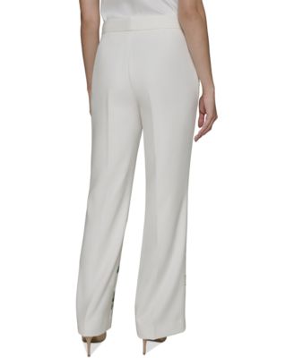 Женские брюки прямого кроя с цветочным рисунком от КАРЛА ЛАГЕРФЕЛЬДА в ПАРИЖЕ