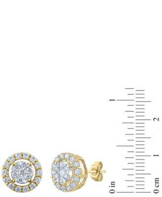 Diamond Openwork Halo Cluster Stud Earrings (1 ct. t.w.) in 14k Two Tone Gold
