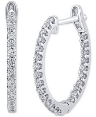 Macy's - Diamond Small Hoop Earrings (1/2 ct. t.w.) in 14k Gold
