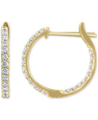 Diamond Small Hoop Earrings (1 ct. t.w.) in 14K White or Yellow Gold
