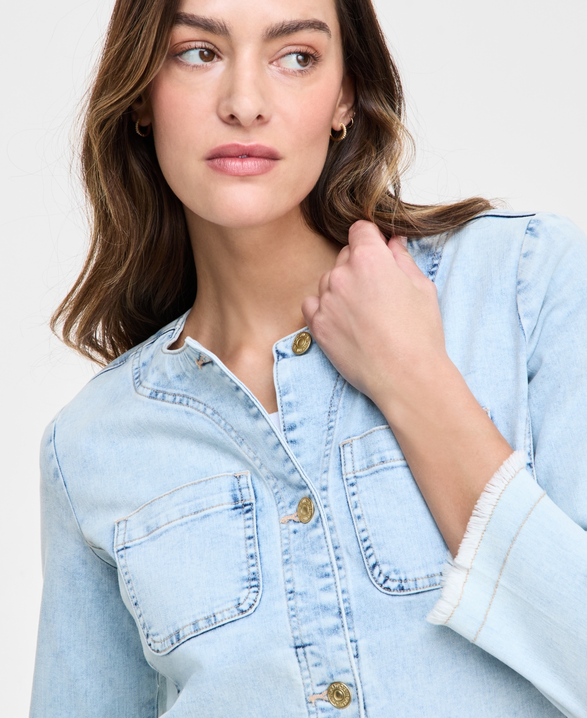 Nautica Jeans Women's Collarless Denim Jacket In Ariella Wash
