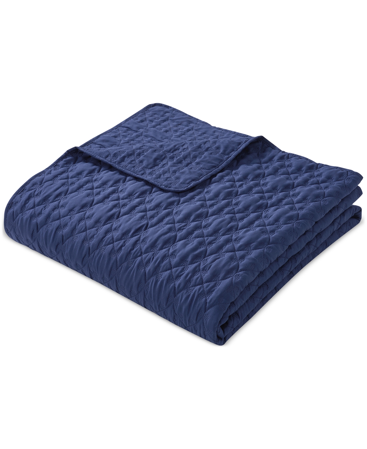 Seventh Studio Leaf Solid Pinsonic Microfiber 3-pc. Quilt Set, King In Navy