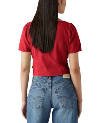 売れ筋商品|||リーバイス カットソー トップス レディース Women's Pascale Cotton Square-Neck Blouse Old 517 - Light Wash Levi's Women's Pascale Cotton Square-Neck Blouse - Macy's