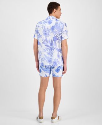 Men's Piranha Swim Trunks & Floral Beach Shirt