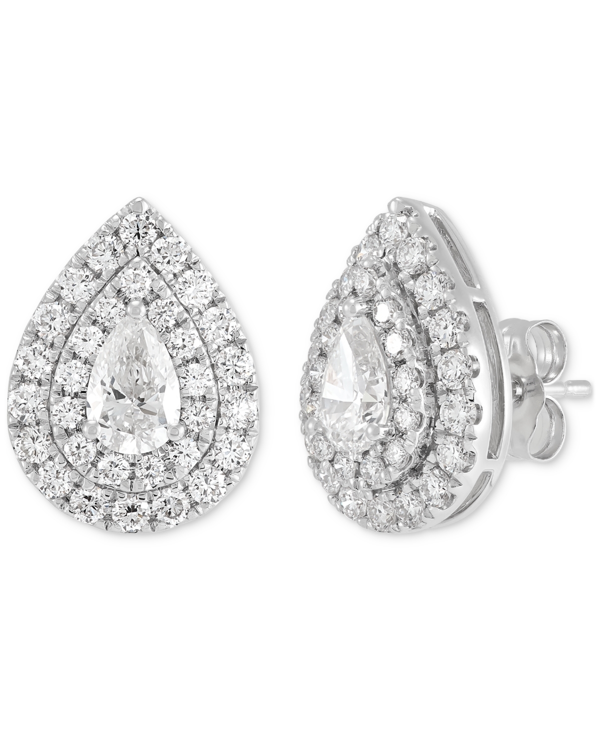 Grown With Love Lab Grown Diamond Pear & Round Double Halo Earrings (1-1/2 Ct. T.w.) In 14k White Gold In White Gold