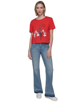 Парижский женский костюм КАРЛА ЛАГЕРФЕЛЬДА для девушек с эйфелевой футболкой