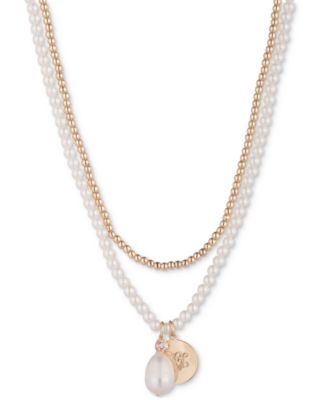 Многослойное ожерелье Lauren Ralph Lauren с пресноводным жемчугом и имитацией золота, удлинитель 16 дюймов + 3 дюйма 