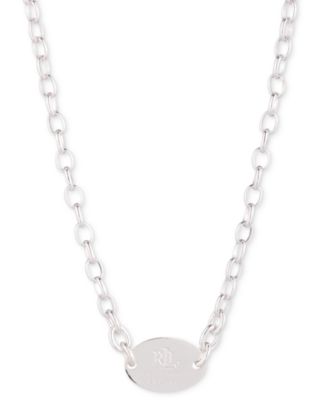 Колье-ошейник с серебристым полированным диском с логотипом Lauren Ralph Lauren диаметром 16 дюймов