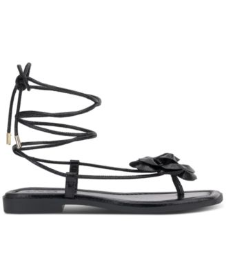 Gilma Flower Lace-Up Flat Sandals