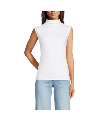 Women's Cap Sleeve Drapey Rib Fitted Funnel Neck Tank