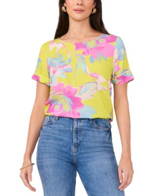 Vince Camuto - Women's Rolled-Cuff Printed Blouse