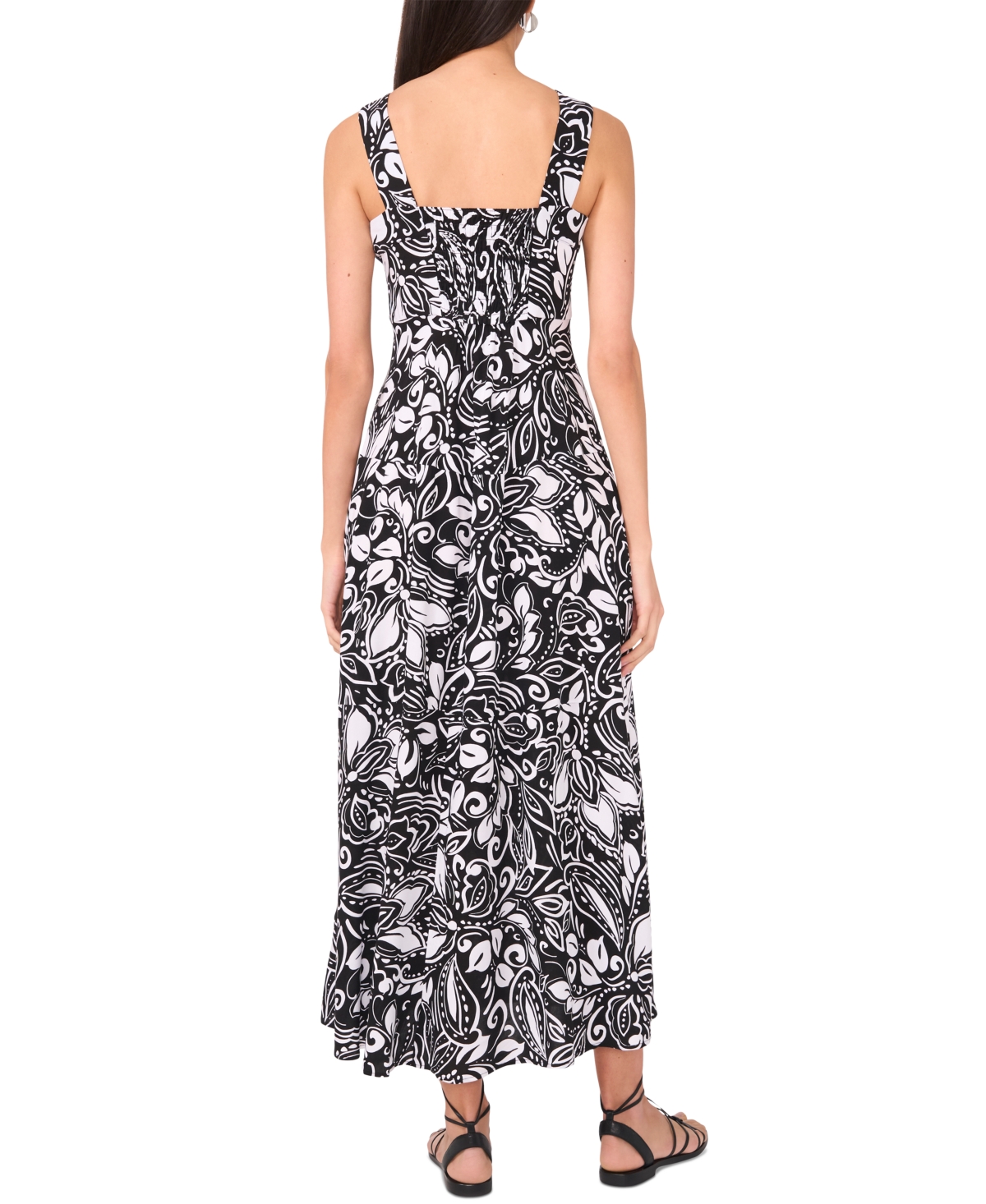 Vince Camuto Floral Tiered Sleeveless Maxi Dress In Rich Black