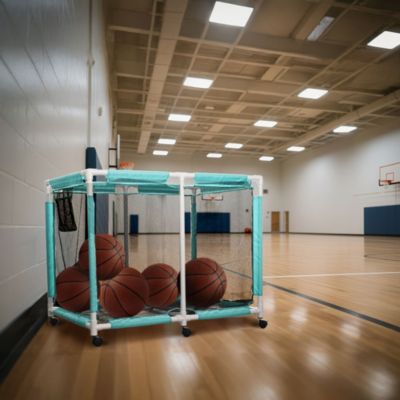 Extra Large Mesh Pool Storage Bin 214 Gallon Noodles Holder Toys Organizer 6 Wheels Rolling Cart Blue