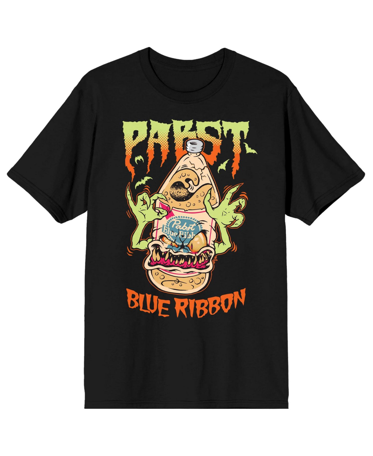 Big & Tall Halloween Beer Bottle Monster Crew Neck Short Sleeve Black T-shirt -4XL