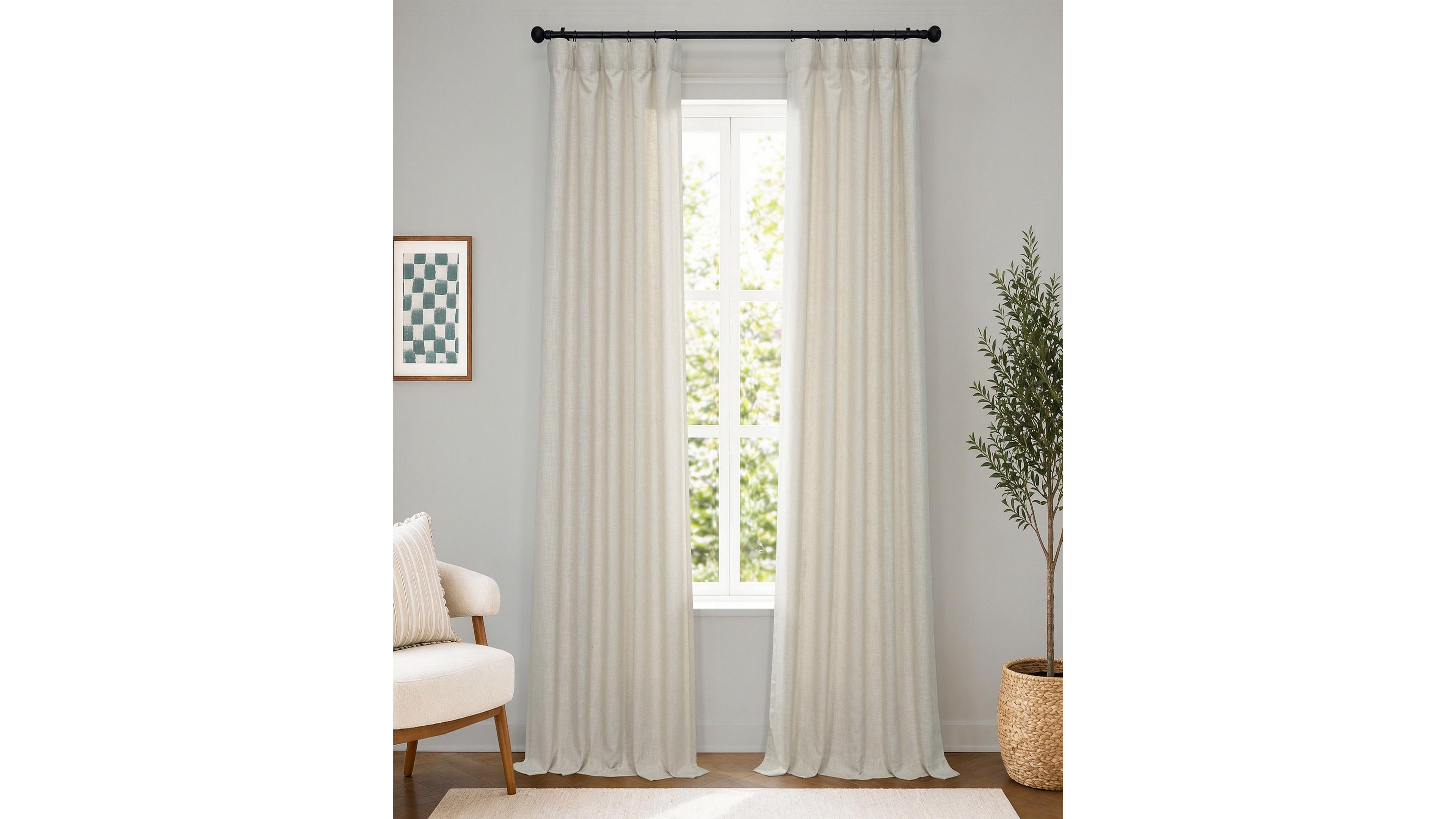 Half Price Drapes Malted Cream Heavy Faux Linen Curtain