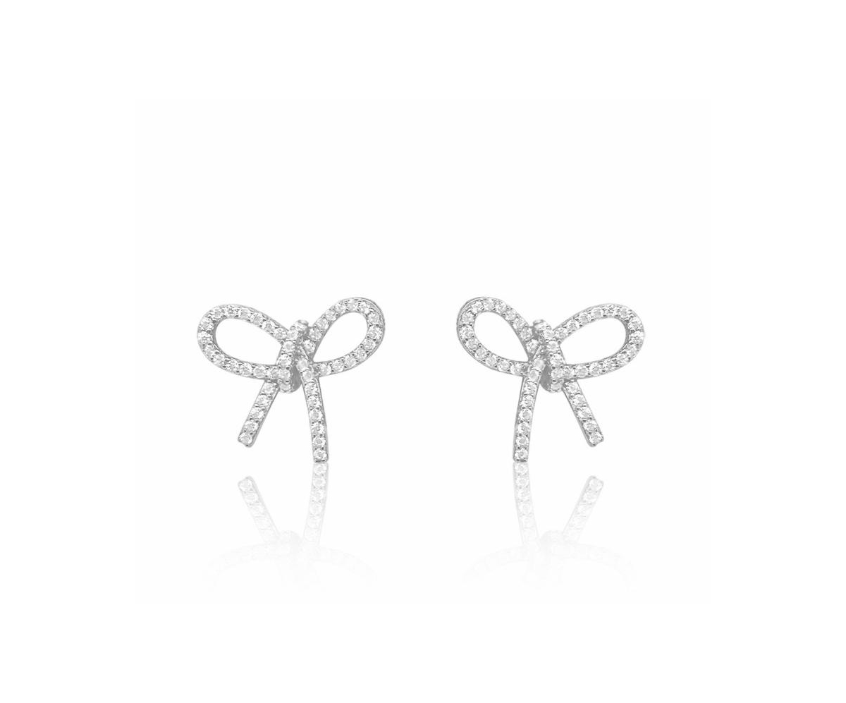 Bow Studs Silver and Cubic Zirconia - Silver