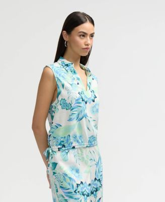 Women s Sleeveless Top with Side Drawcords