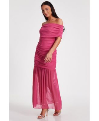 Женское макси-платье из сетчатой ткани Бордо QUIZ