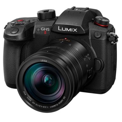 LUMIX GH5II Mirrorless Camera with Leica 12-60mm Lens Bundle with 128GB SD Card, Backpack, 2x Extra Battery, Dual Charger, Shoulder Strap,
