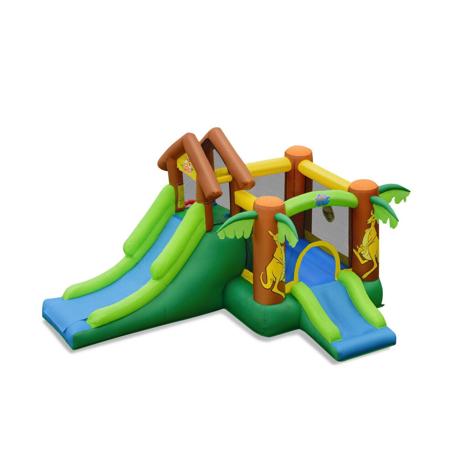 Детская игрушка Slickblue Jungle Bounce House Castle with Mesh Safety Netting, Accommodates 3 Children, Ages 3+, цвет: Разноцветный — фото 1