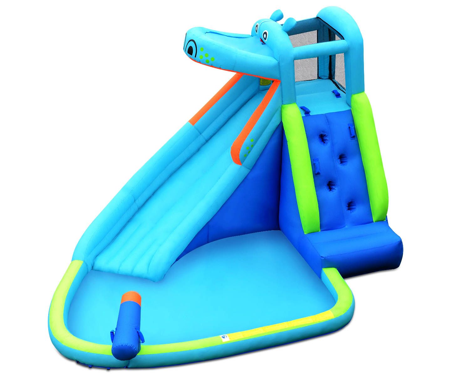 Детский игровой набор Slickblue Hippo Inflatable Water Slide Bounce House Playset, 2-3 Users, Ages 3+, цвет: Синий — фото 7
