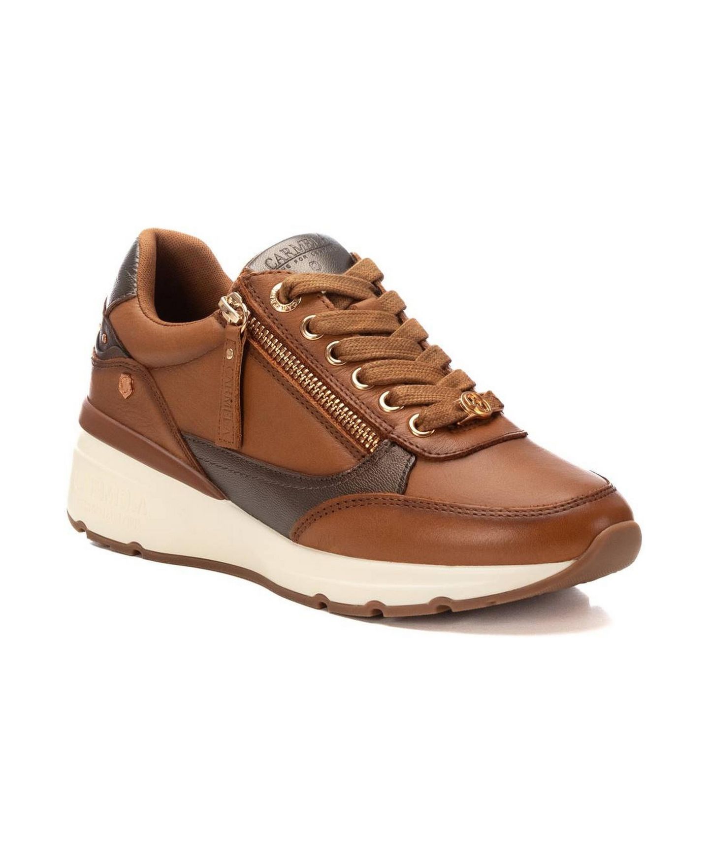 Женские кроссовки XTI Carmela Collection Leather Casual, цвет: Верблюжий — фото 1