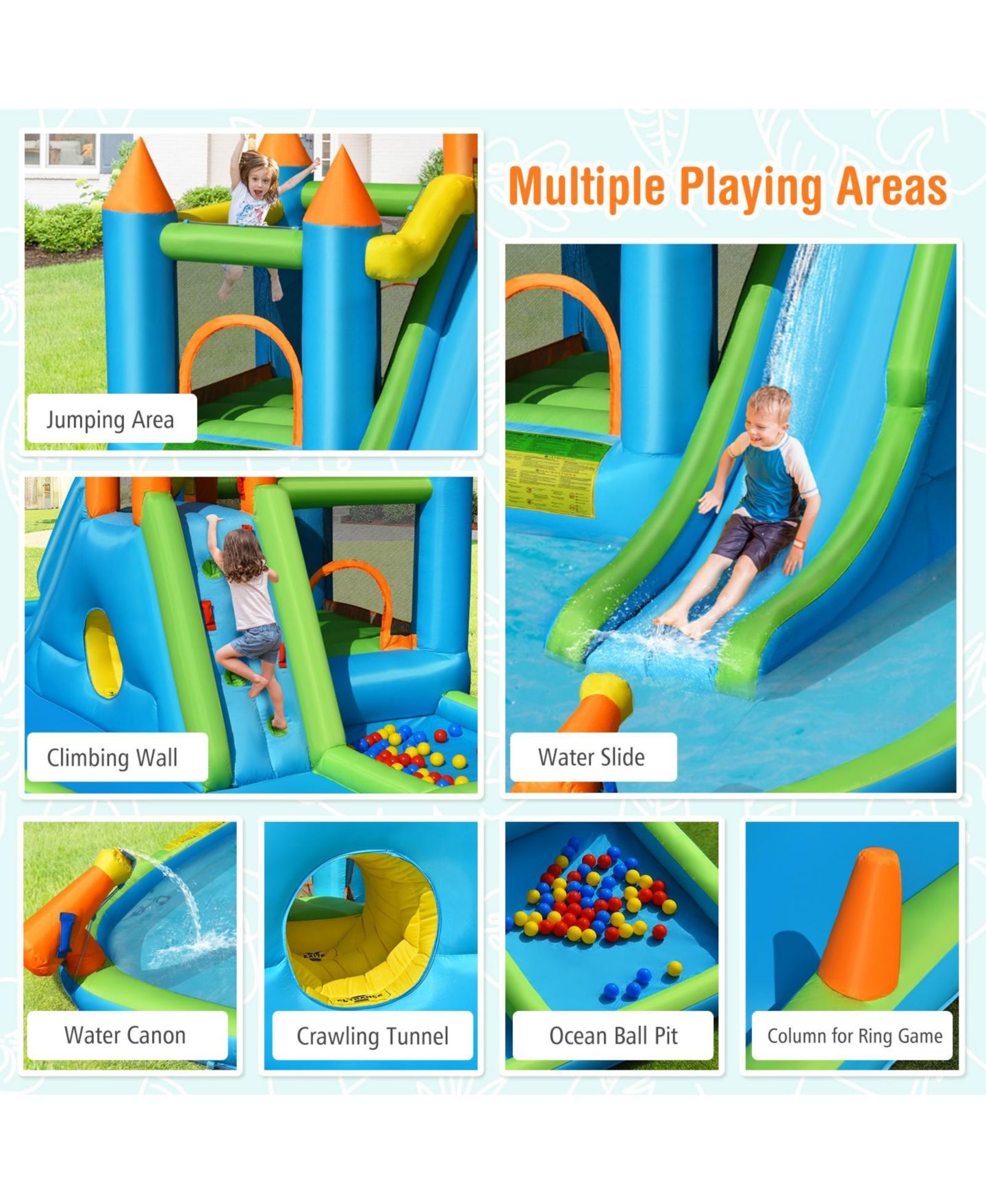 Детская игрушка Slickblue Water Slide Bounce House with Climbing Wall, Accommodates 3-6 Kids, Ages 3+, цвет: Синий — фото 7