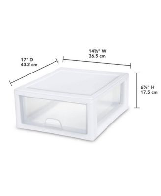 16 Quart Clear Plastic Stacking Storage Drawer Container Box, 6 Pack