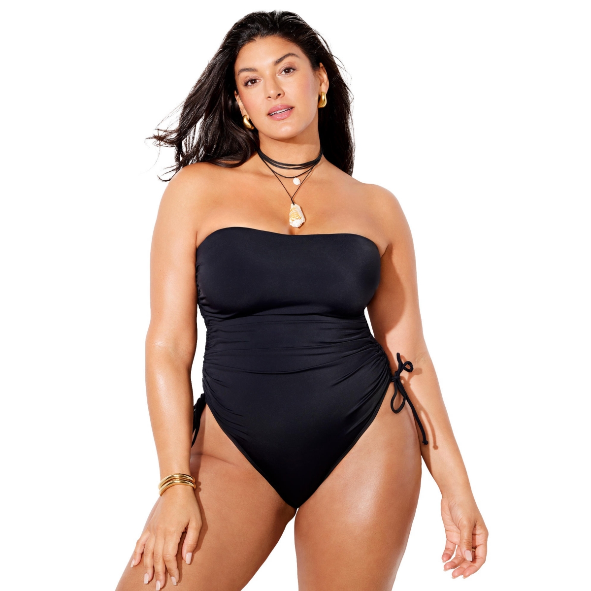 Women's Essential Bandeau Adjustable One Piece - Black