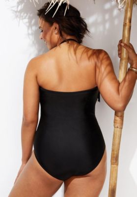 Купальники для всех Больших размеров, Цельный купальник Бандо с бахромой