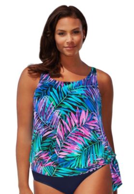Women's Side Tie Blouson Tankini Top