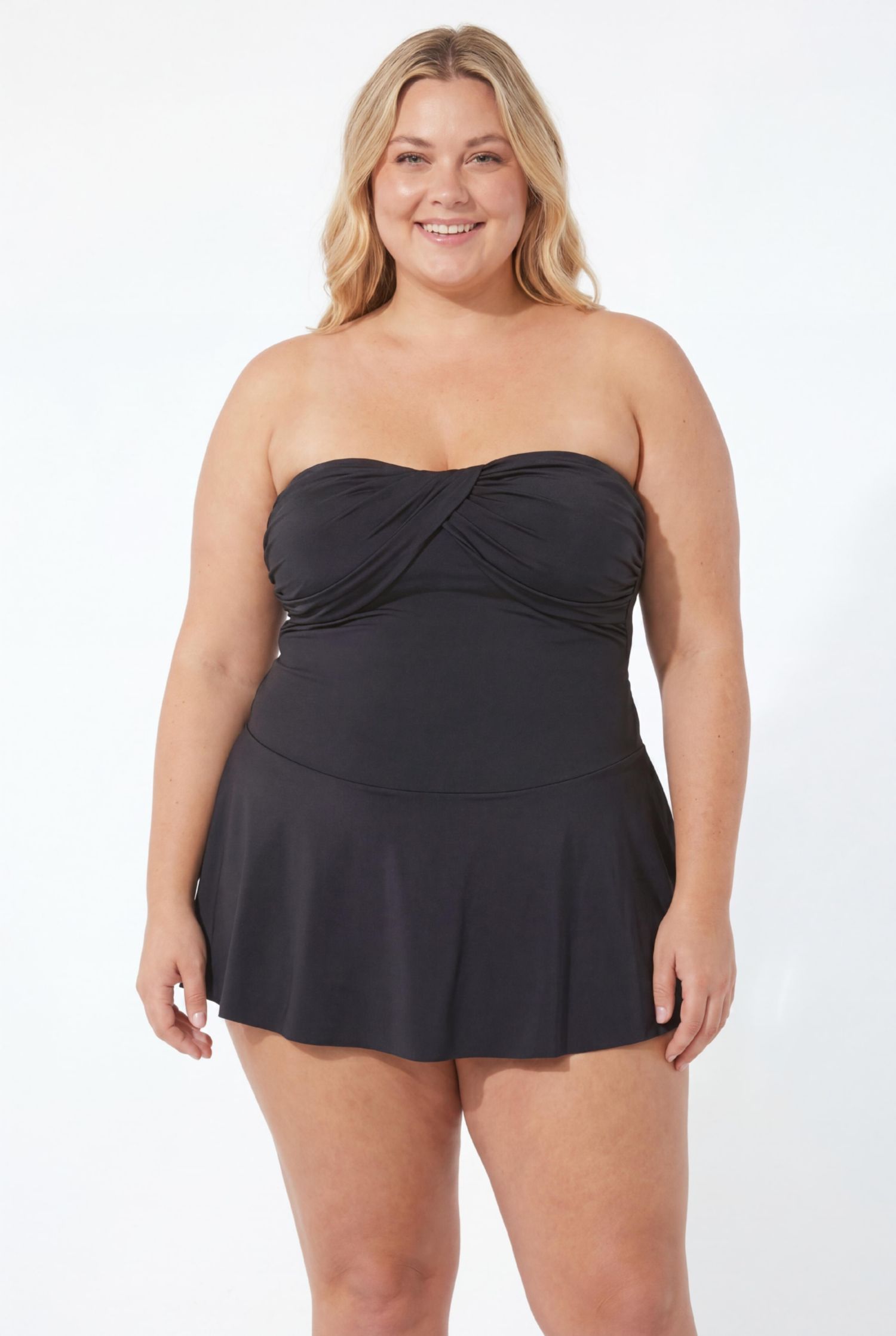 Women's Ruched Skirted Bandeau Swimdress