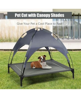 Portable Elevated Outdoor Pet Bed with Removable Canopy Shade