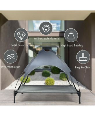 Portable Elevated Outdoor Pet Bed with Removable Canopy Shade