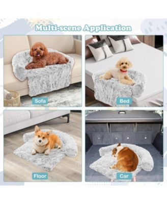 40"x 35"x 26" Plush Calming Dog Couch Bed with Anti-Slip Bottom