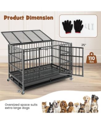 48 Inch Foldable Heavy-Duty Metal Dog Cage with Lockable Rolling Casters and Tray
