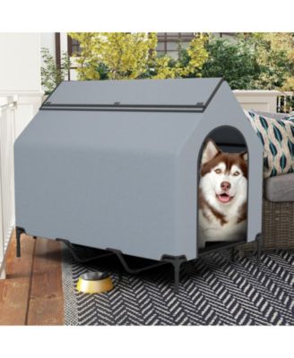 Large Outdoor Elevated Pet House with Ventilated Windows