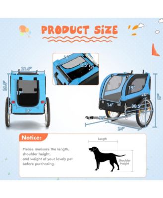 Dog Bike Trailer Foldable Pet Cart with 3 Entrances for Travel