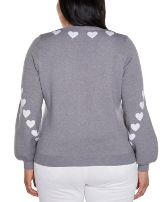 Жаккардовый свитер-кардиган с сердечками Belldini Plus Size