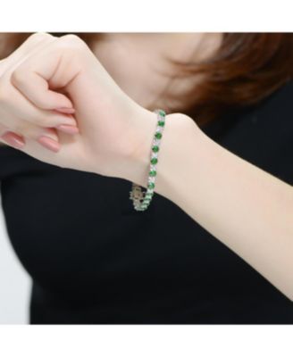 White Gold Plated with Colored Cubic Zirconia Tennis Bracelet