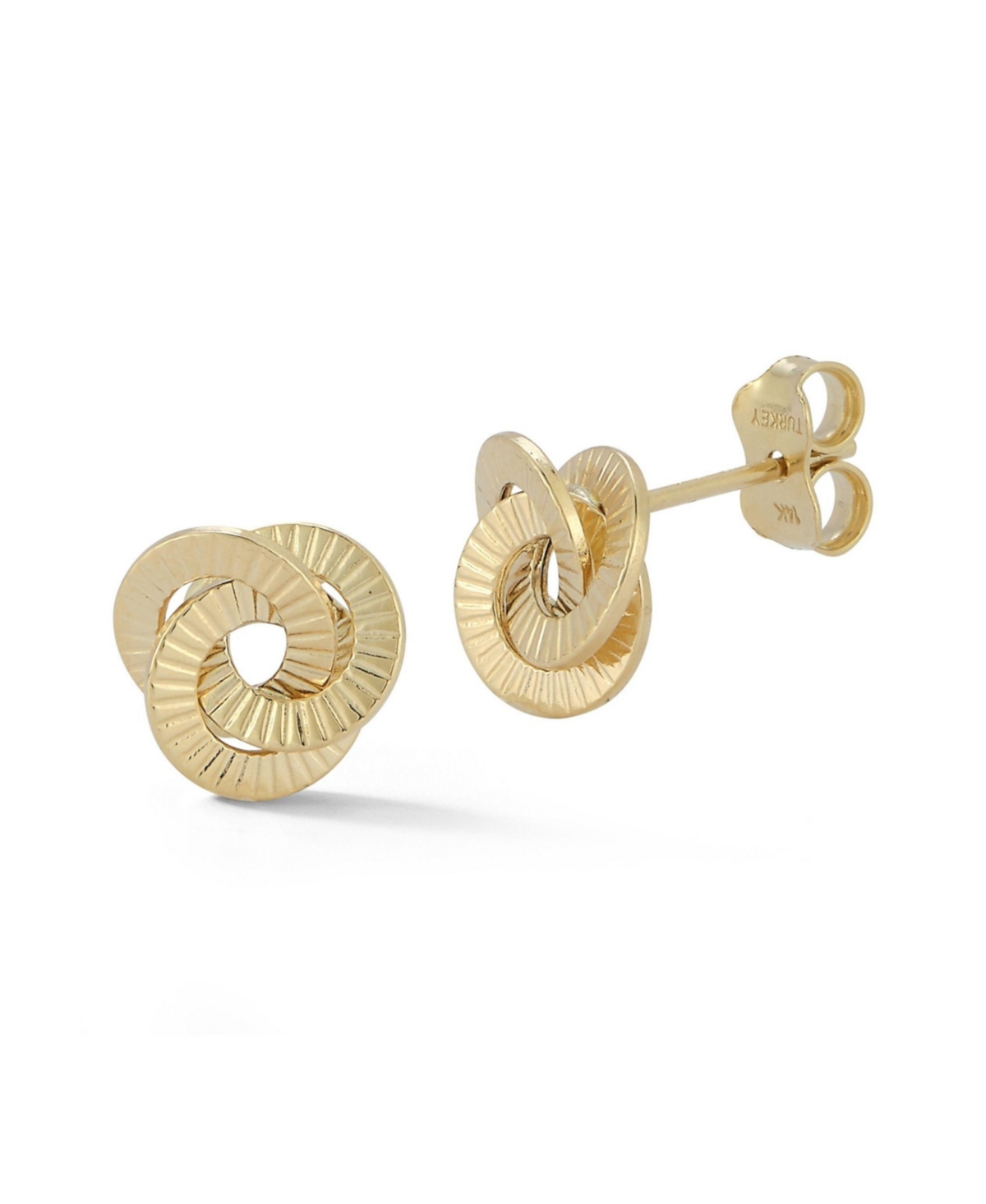 14K Gold Ribbed Love Knot Stud Earrings - 14k gold