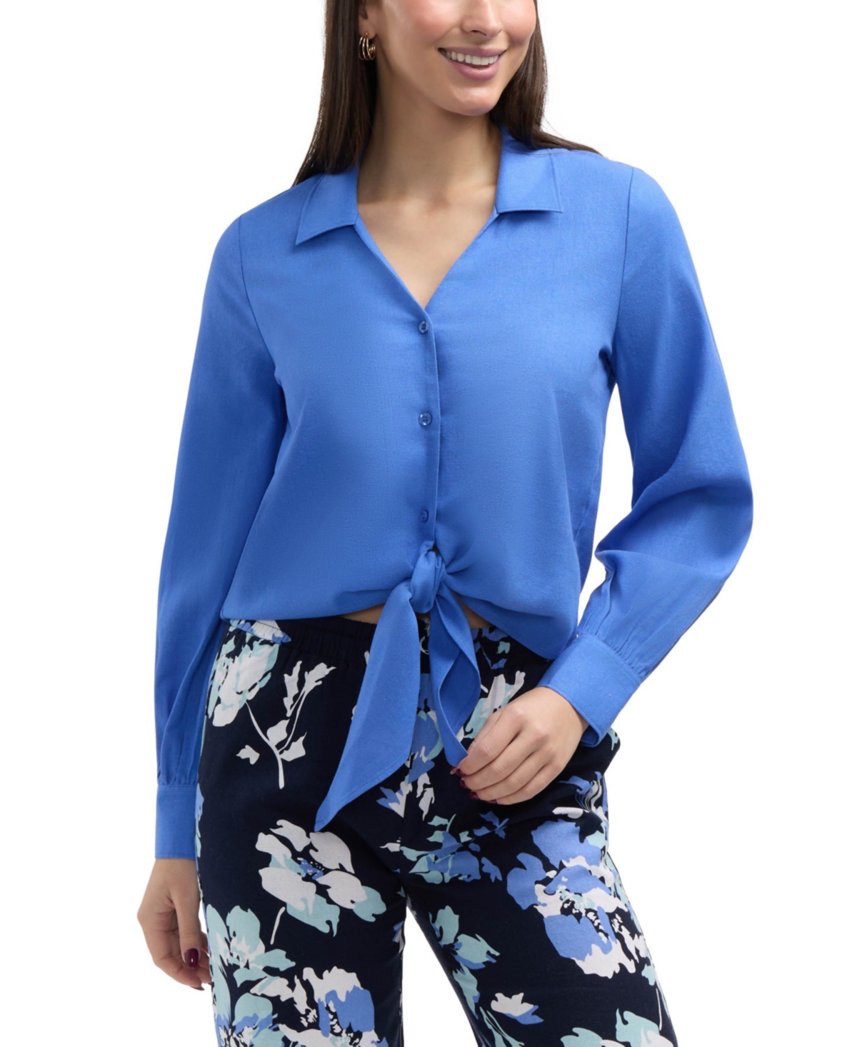 Women's Tie Front Shirt - Multi paisley