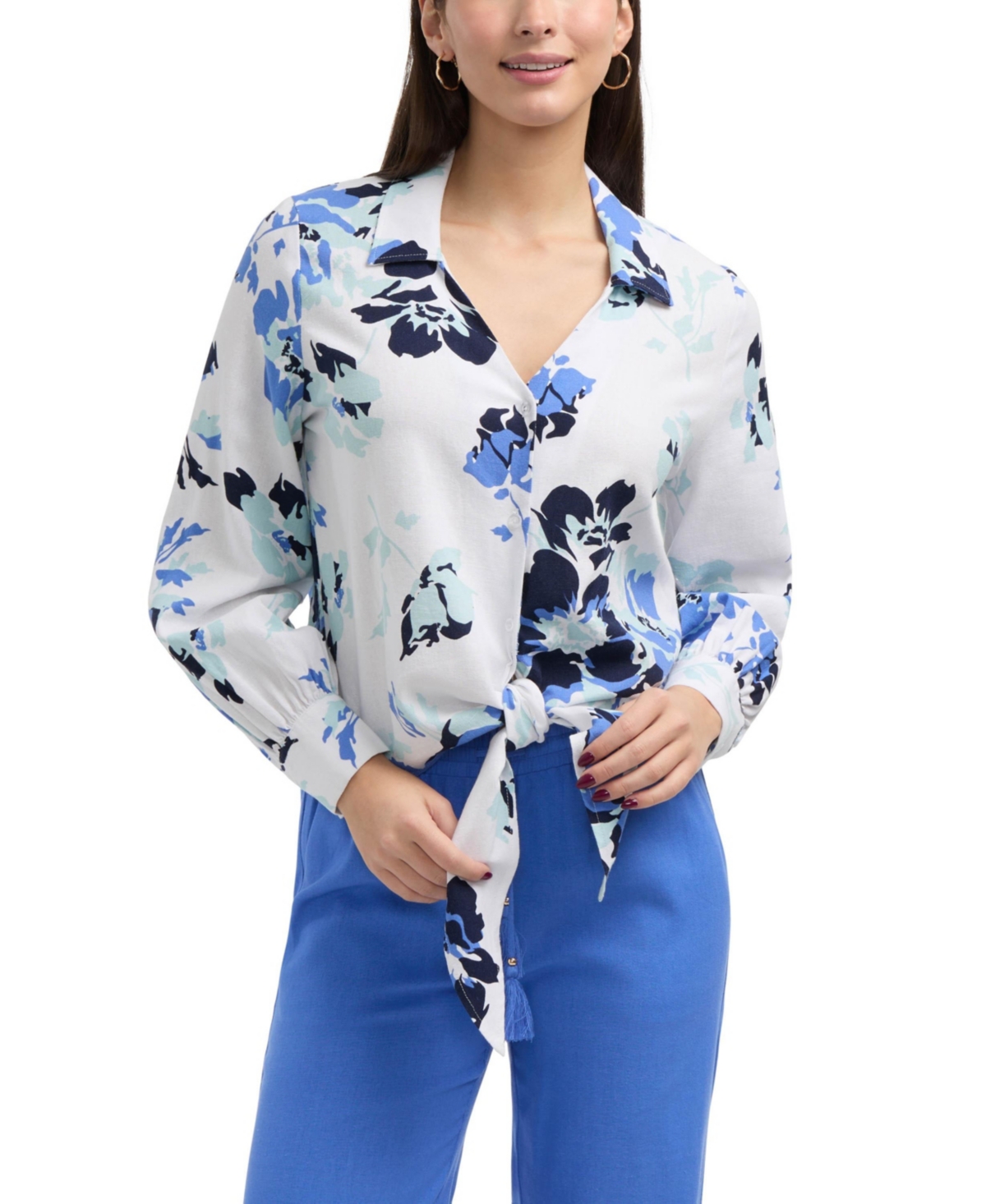 Women's Tie Front Shirt - Multi paisley