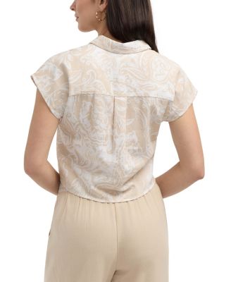 Женский льняной топ Ellen Tracy из смеси льна без рукавов с завязками по низу и на пуговицах