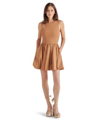 Steve Madden - Women's Palermo Mixed-Media Bubble-Hem Fit & Flare Dress