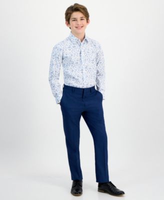 Big Boys Floral-Print Stretch Classic-Fit Dress Shirt