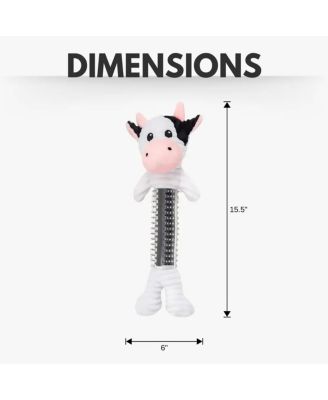 Black & White Cow Plush Dog Toy – Durable Thermoplastic Rubber with Squeaker & Crinkle Paper