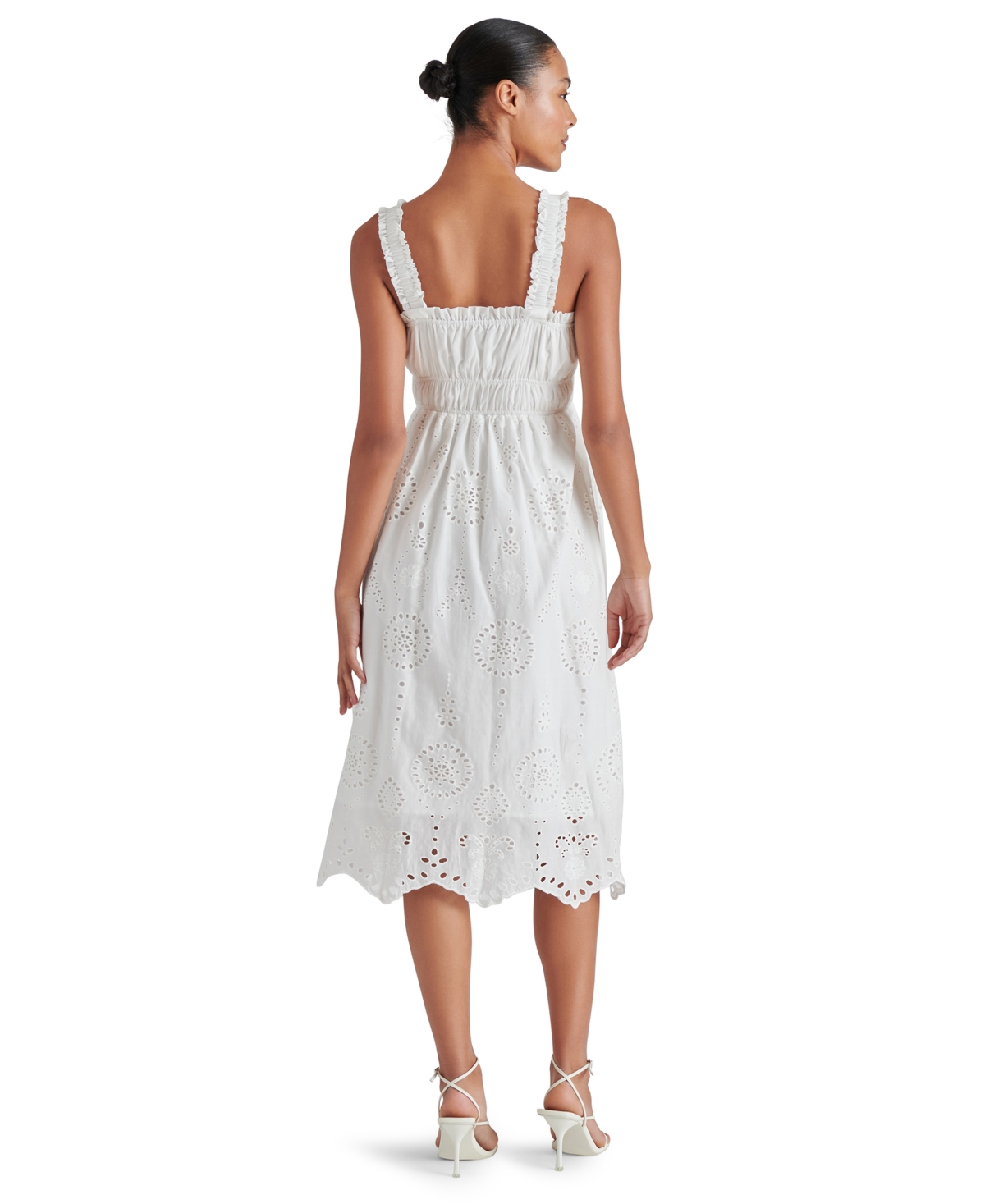 Steve Madden Harmony Eyelet Embroidered Cotton Midi Dress In White