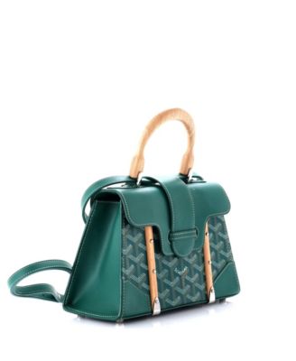 Бывшая в употреблении сумка Goyard Mini Structured Saigon с верхней ручкой, покрытая холстом и кожей