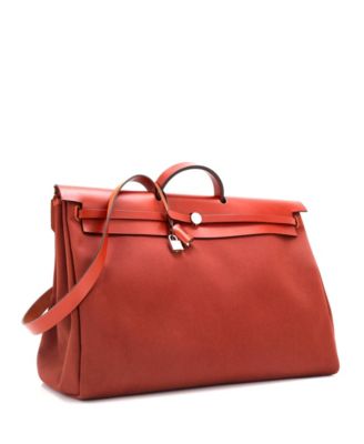 Бывшая в употреблении сумка Hermes 50 Herbag из кожи и текстиля на молнии